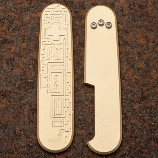 Daily Customs Labyrinth Bronze Handles For 91.2 Mm Swiss Army Knives