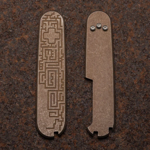 Daily Customs Labyrinth Rusty Titanium Plus Handles For 91.2 Mm Swiss Army Knives