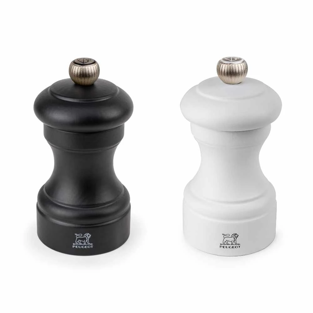 Peugeot Bistro 4" Black Pepper Mill And White Salt Mill Set 1 Peugeot Bistro 4" Black Pepper Mill And White Salt Mill Set