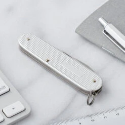 Victorinox Cadet Swiss Army Knife 8 Victorinox Cadet Swiss Army Knife -Multifunctional Tool Store SA0260126 Cadet Silver Closed Back Panel Lifestyle