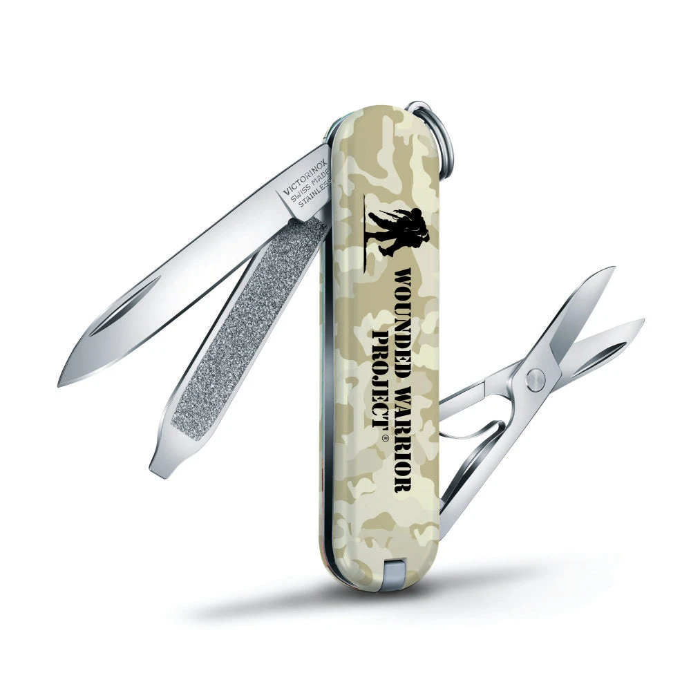 Victorinox Wounded Warrior Project Tan Camo Classic SD Swiss Army Knife 1 Victorinox Wounded Warrior Project Tan Camo Classic SD Swiss Army Knife
