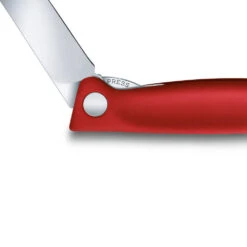 Swiss Classic 4.3" Foldable Paring Knife By Victorinox 12 Swiss Classic 4.3" Foldable Paring Knife By Victorinox -Multifunctional Tool Store VF67801F Red Folding Parer Locking Mechanism Closeup