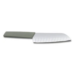 Swiss Modern Colors 7.5" Granton Edge Santoku Knife In Olive Green By Victorinox 10 Swiss Modern Colors 7.5" Granton Edge Santoku Knife In Olive Green By Victorinox -Multifunctional Tool Store VF6905617K6 Swiss Modern Santoku Back