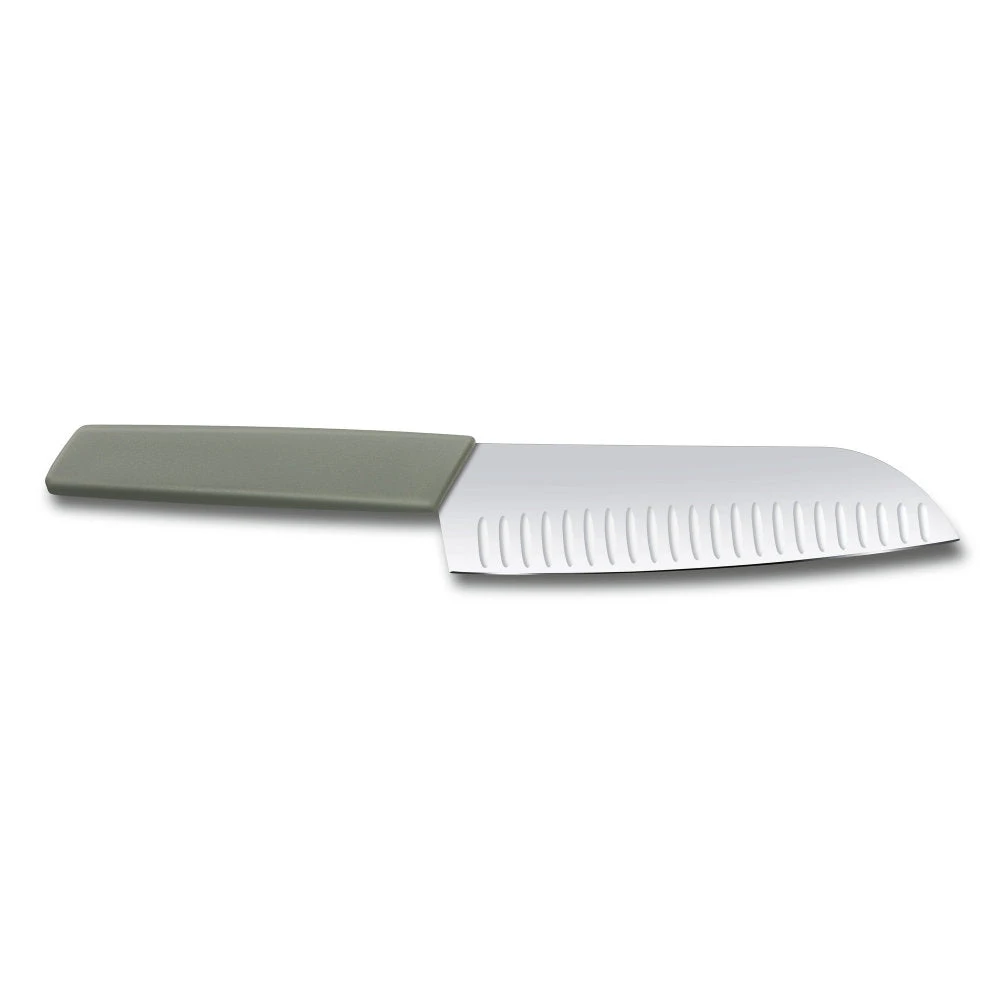 Swiss Modern Colors 7.5" Granton Edge Santoku Knife In Olive Green By Victorinox 4 Swiss Modern Colors 7.5" Granton Edge Santoku Knife In Olive Green By Victorinox - Image 4