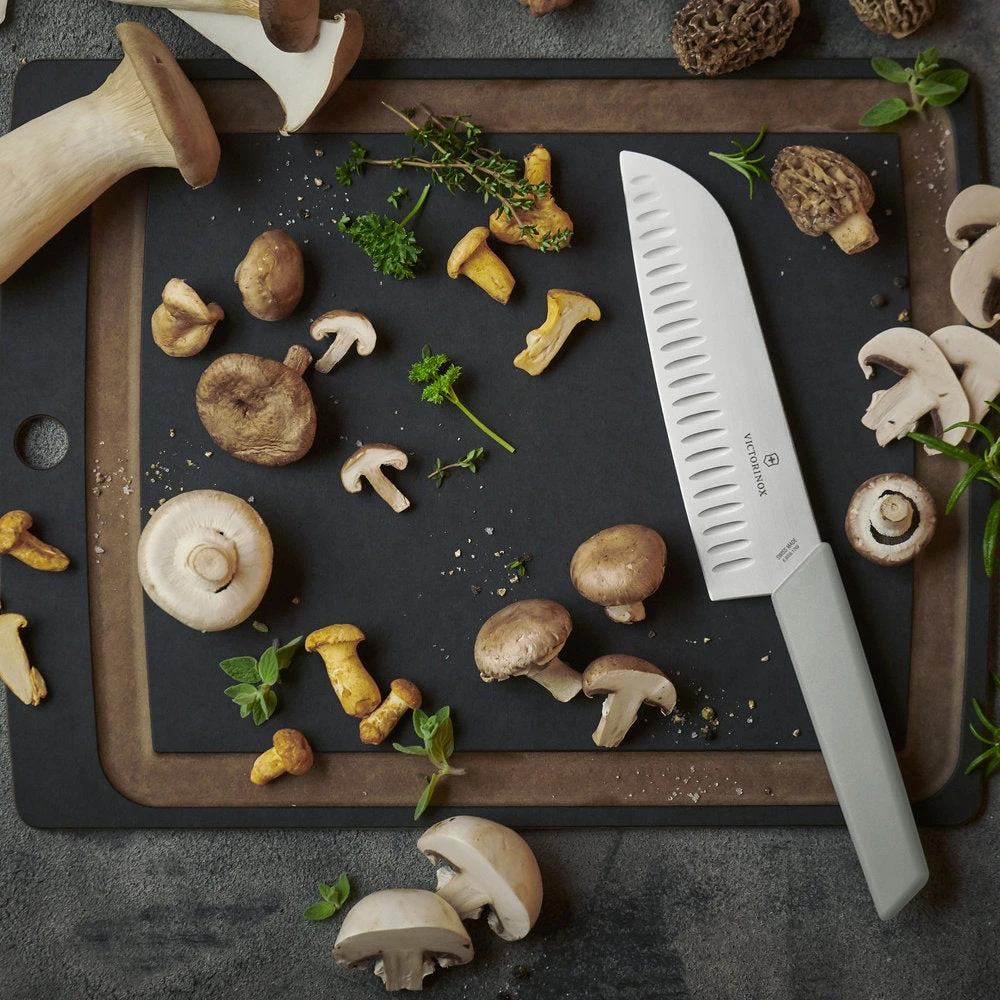 Swiss Modern Colors 7.5" Granton Edge Santoku Knife In Olive Green By Victorinox 7 Swiss Modern Colors 7.5" Granton Edge Santoku Knife In Olive Green By Victorinox - Image 7