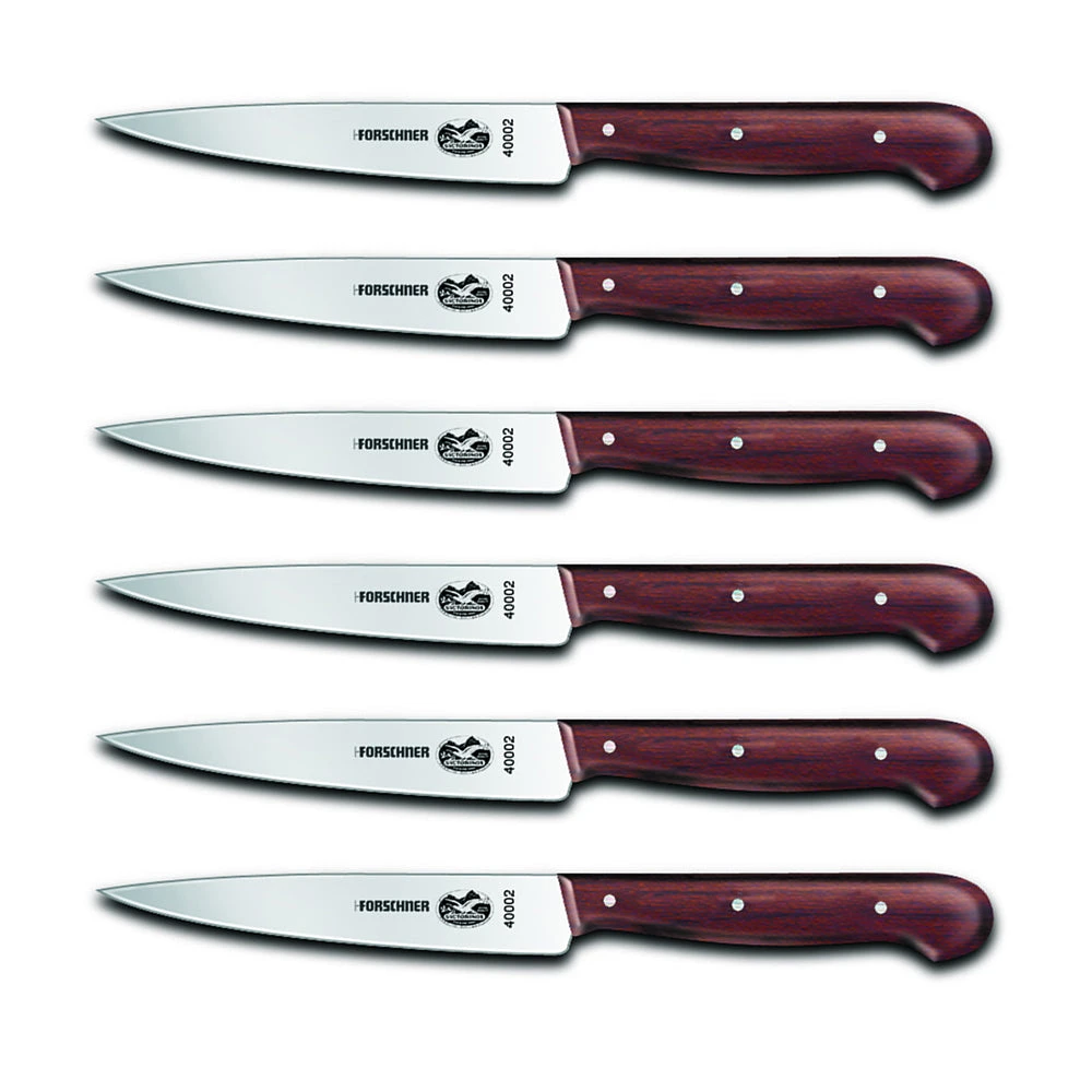 Victorinox Rosewood 6-Piece 4.75" Pointed-Tip Straight Blade Steak Knife Set 1 Victorinox Rosewood 6-Piece 4.75" Pointed-Tip Straight Blade Steak Knife Set