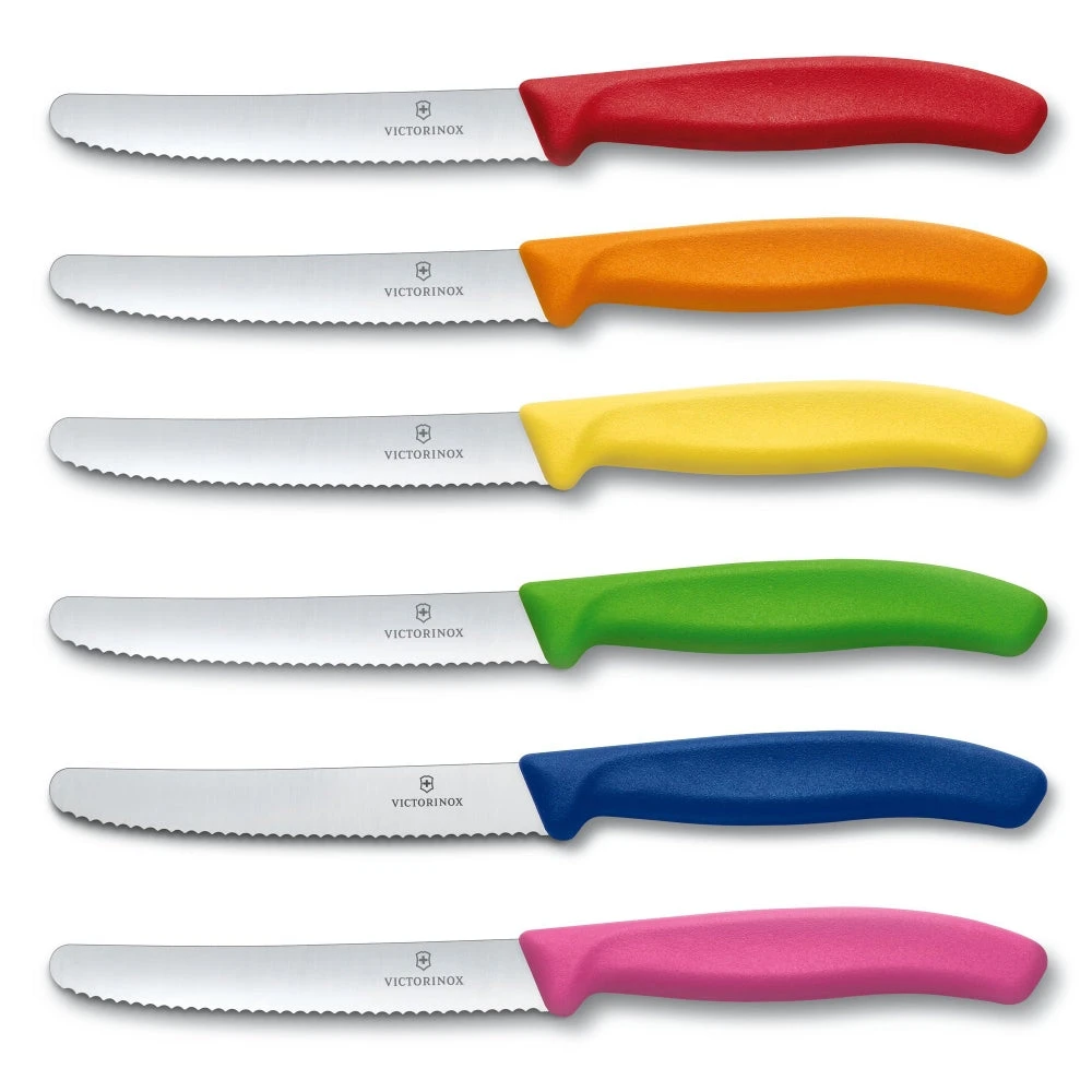Swiss Classic Colorful 6-Piece 4.5" Serrated Utility Knife Set By Victorinox 1 Swiss Classic Colorful 6-Piece 4.5" Serrated Utility Knife Set By Victorinox