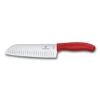 Swiss Classic 7" Santoku Knife With Red Handle By Victorinox